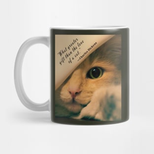 Charles Dickens quote: What greater gift than the love of a cat? Mug